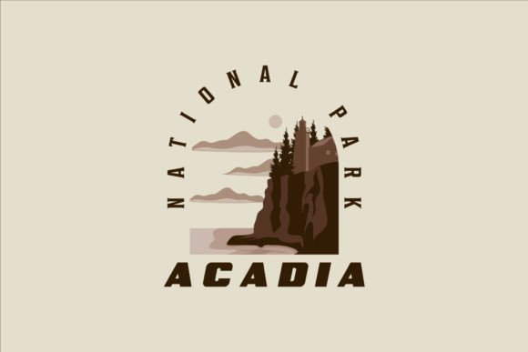 Acadia National Park Logo Vintage Vector Graphics