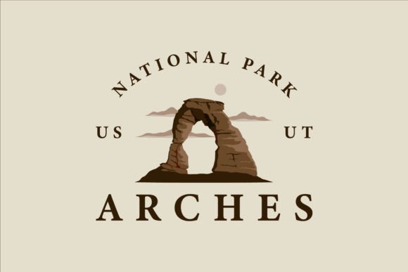 Arches National Park Logo Vintage Vector Graphics