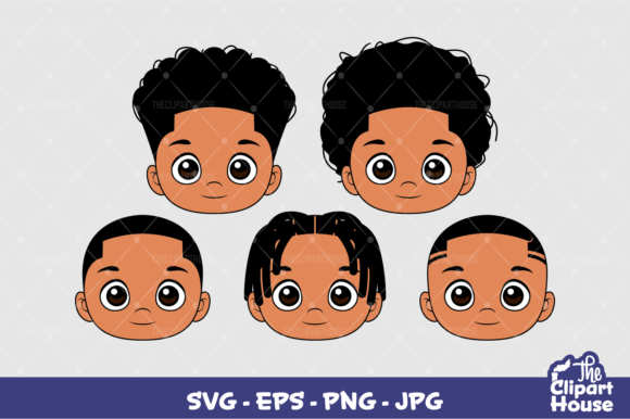 Black Boy Face 2 Graphics for Crafts and Editorial Use