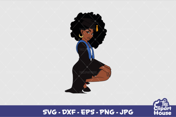 Black Woman Afro Graduation Graphics for Crafts