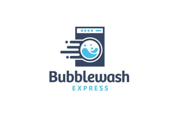 Bubble Wash Laundry Logo Template: Graphics & Logos
