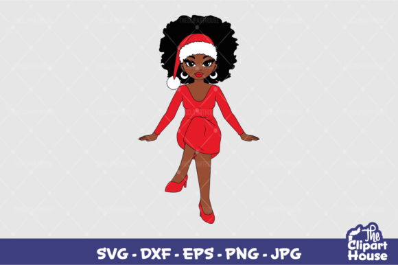 Christmas Afro Woman Sitting Graphics for Crafts