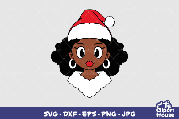 Christmas Cartoony Afro Woman Face Graphics for Crafts