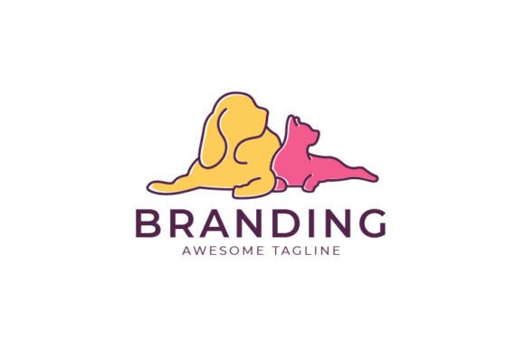 Dog Cat Branding Logo Template: Graphics & Logos for Handmade Brands