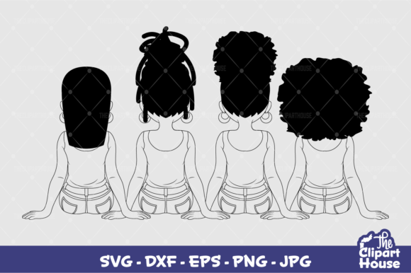 Friendship Girls Silhouette Graphics for Crafts