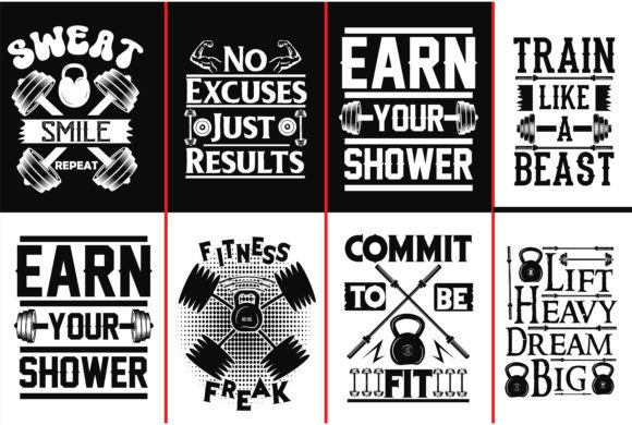 GYM Fitness T-shirt Design Bundle Graphics for Modern Branding