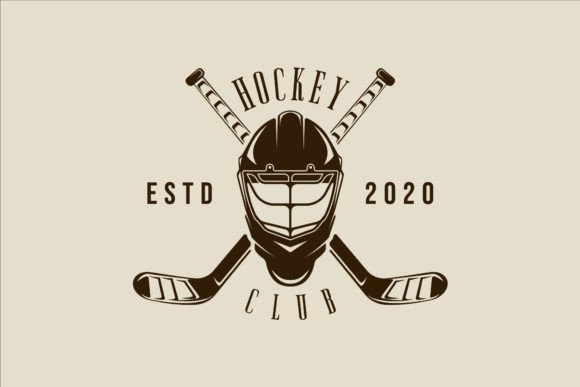 Ice Hockey Helmet and Stick Logo Vector Graphics