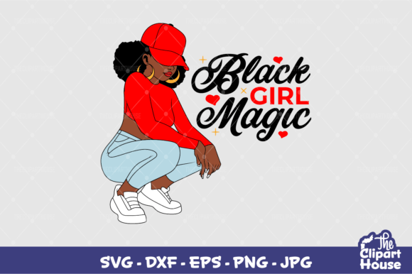Kneeling Black Woman Magic Graphics