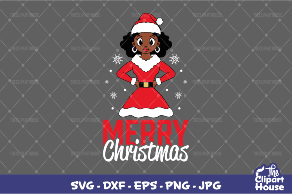 Merry Christmas Cartoony Afro Woman Graphics
