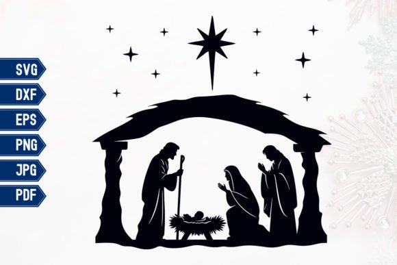 Round Nativity Scene SVG