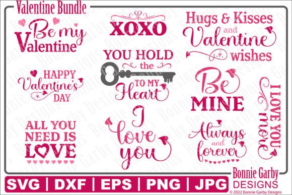 Valentine Sentiments SVG Bundle Clip Art for T-Shirt Designs