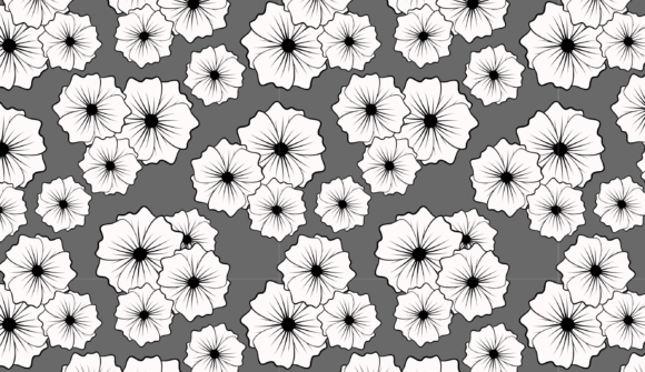 White Flowers on Gray Background: Graphics & Patterns